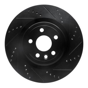 Jaguar I-Pace Brake Rotor (1) - Rear Right - R1 Concepts - Drilled & Slotted - Black - `17-`20